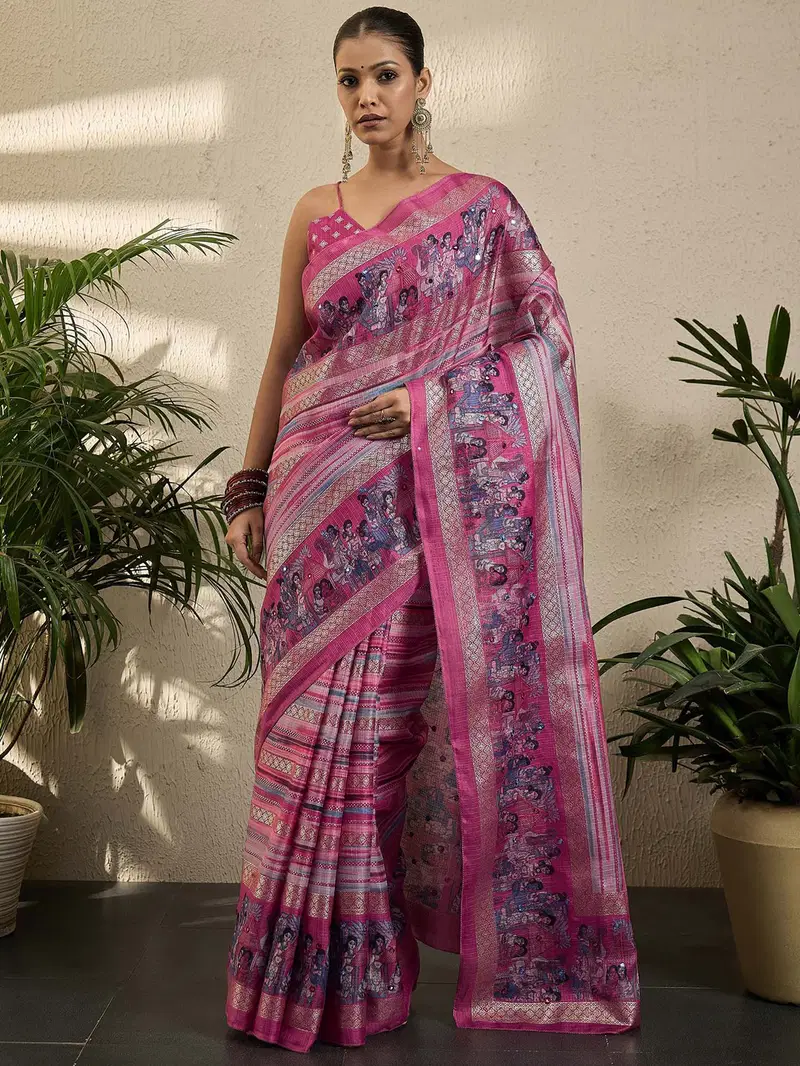  1 Party Wear by Penorama  Printed Silk Saree Collection